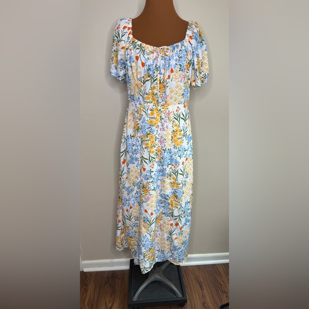 Mary & Mo Floral Short Sleeve Empire Waist Dress Size XL